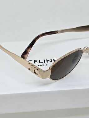 Celine Gold Frame Sunglasses with Brown Lenses and Tortoiseshell Temples